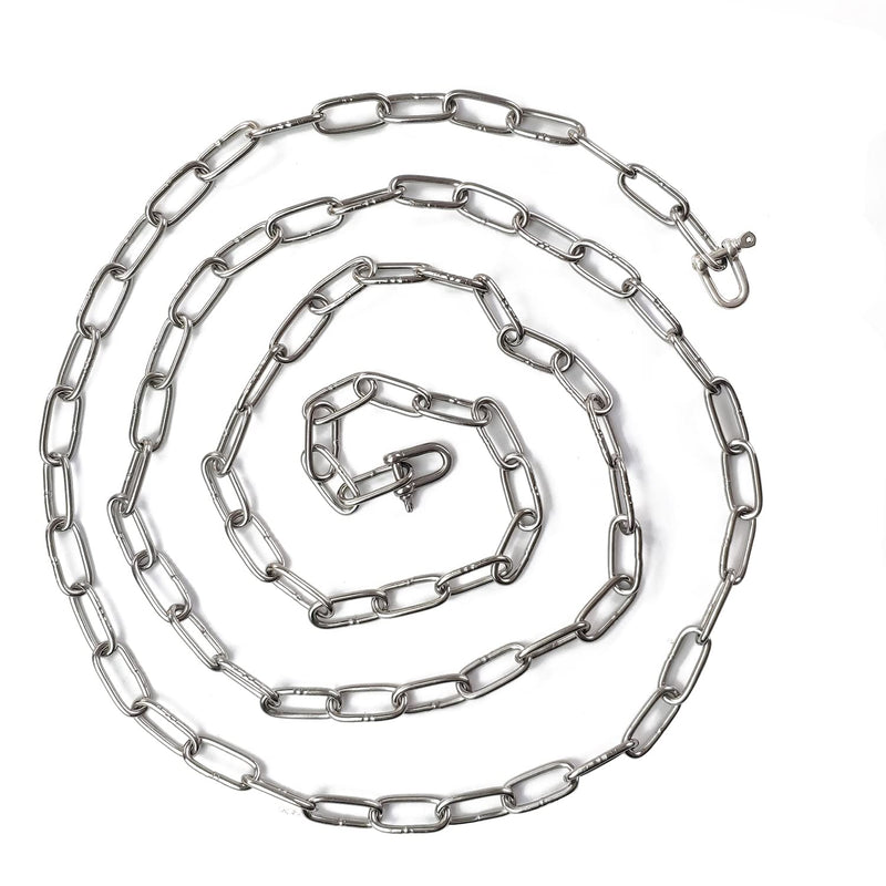 JENSWILL 1/8 inch (3mm) -6.5ft(Length) Stainless Steel 304 Chain,Metal Chain Utility Chain Heavy Duty Chain for Guardrail, Swing, Lifting, Trailer,Pet,Hanging Clothes with 2 Shackles 1/8 inch (3mm) Length-6.5ft(2m)