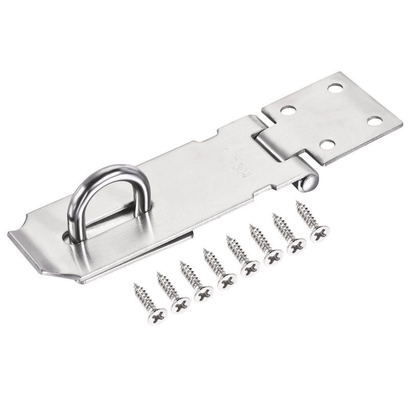 MECCANIXITY 4 Inch Stainless Steel Thick Door Latch Hasp Lock Padlock Clasp with Screws for Cabinet Closet Gate, Silver