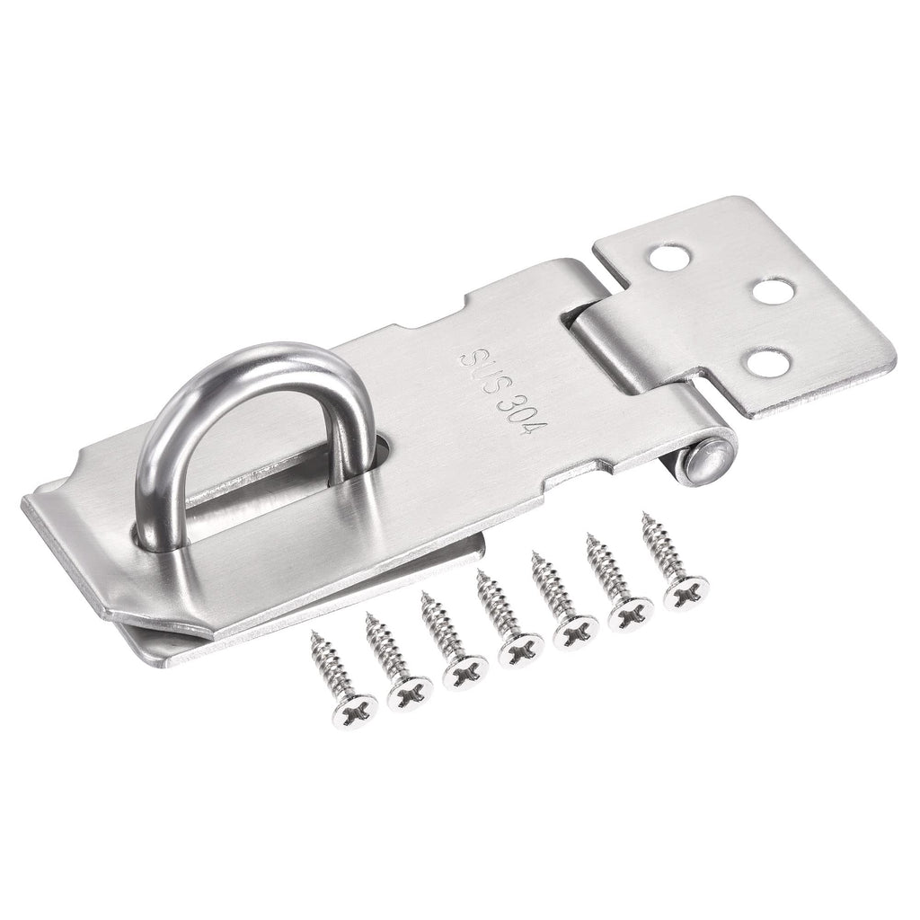 MECCANIXITY 3 Inch Stainless Steel Thick Door Latch Hasp Lock Padlock Clasp with Screws for Cabinet Closet Gate, Silver