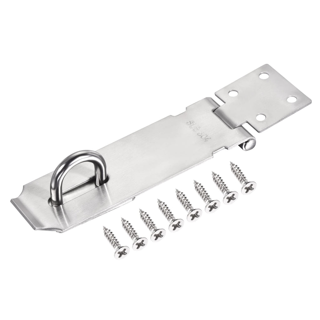 MECCANIXITY 5 Inch Stainless Steel Thick Door Latch Hasp Lock Padlock Clasp with Screws for Cabinet Closet Gate, Silver