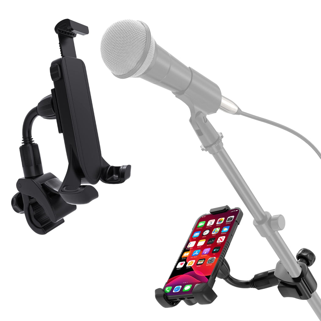 Crescendo FlexClip Mic Stand Phone Holder, Phone Holder Microphone Stand, for Music Stand and Drums