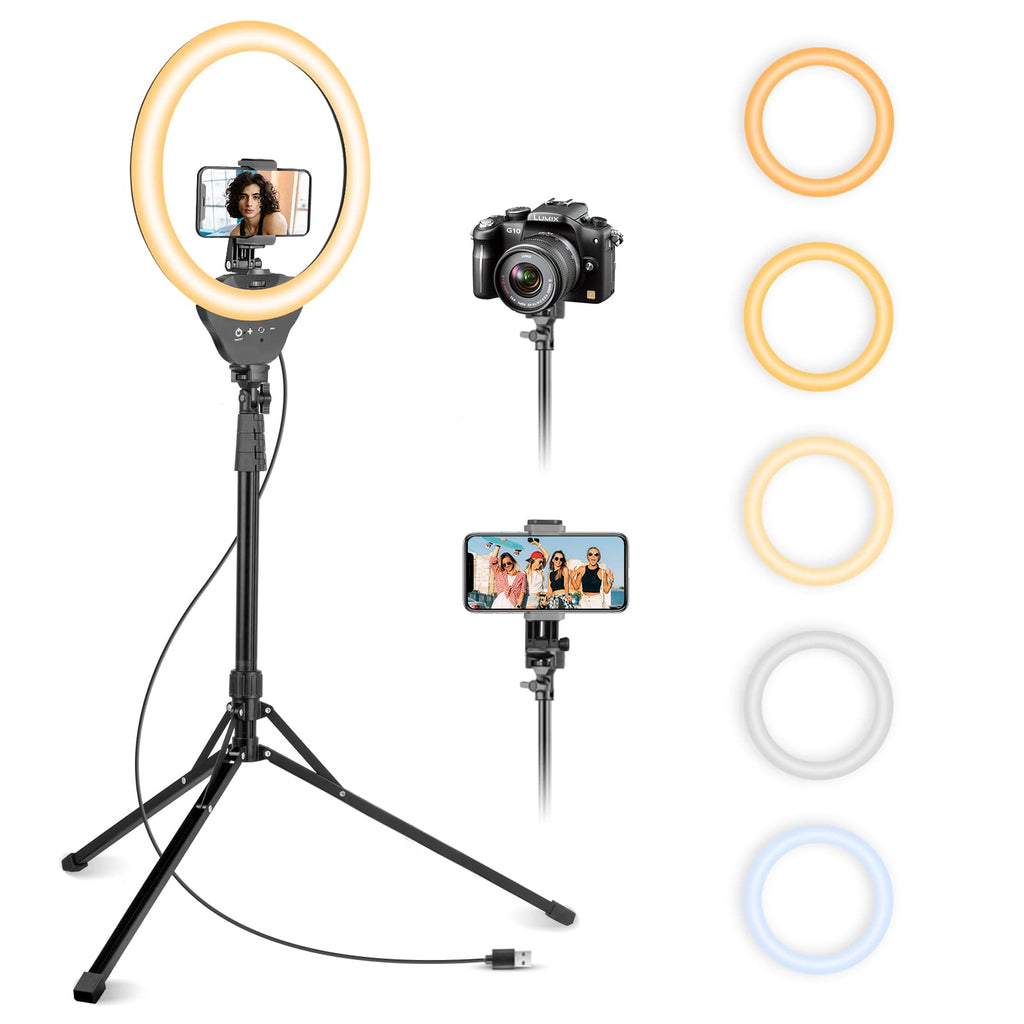Aureday 14'' Selfie Ring Light with 62'' Tripod Stand and Phone Holder, Dimmable LED Phone Ringlight for Makeup/Video Recording/Photography, Circle Lighting for All Cell Phones&Lightweight Cameras
