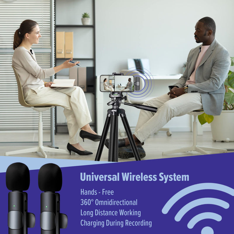 [AUSTRALIA] - ASILEX Wireless Microphones-2Pcs -Microphone for iPhone - Mini Microphone - Podcast Microphone -Lavalier Microphone -6H Working Time (for iPhone) 