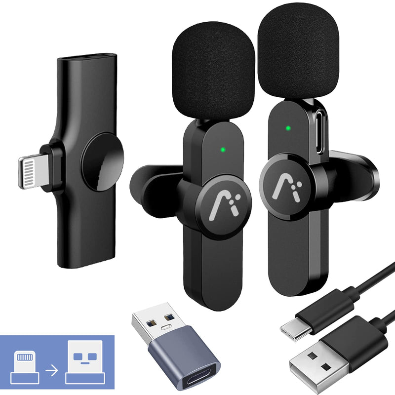 Aisizon Wireless Lavalier Microphone for iPhone, Wireless Clip Mic, Wireless Clip on Microphone A3d, for iPhone, iPad, Computer, Zoom Meeting, Video Recording, tiktok.…