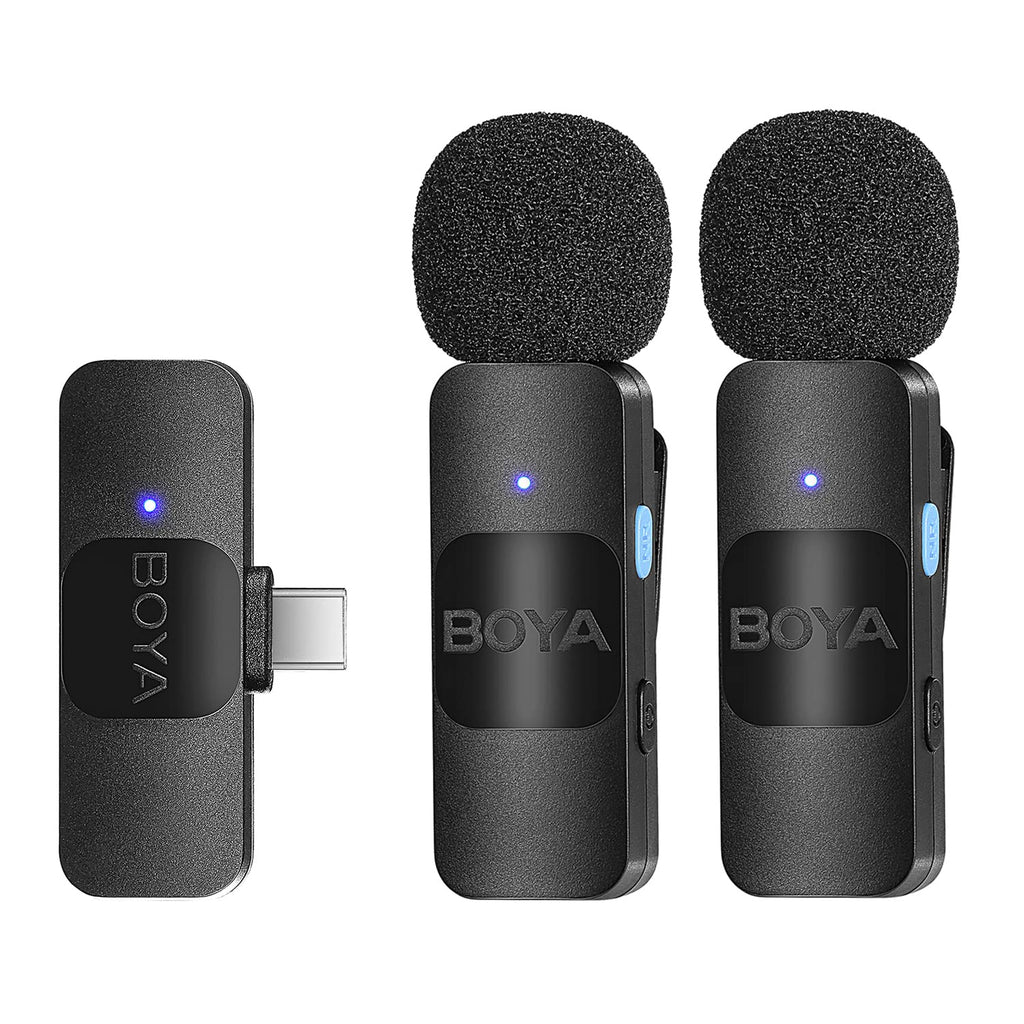 BOYA Wireless Lavalier Microphone for Android Phone Plug Play USB Clip on Microphones Noise Cancellation Omnidirectional Mini Cordless Lapel Mic for Video Recording Interview YouTube Streaming TX+TX+RX