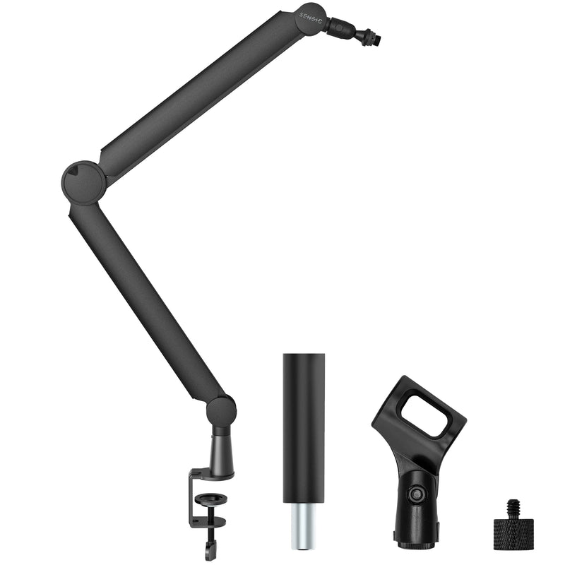 Sensic SA-30 Microphone Boom Arm, 360° Rotatable Mic Stand with 6 inch riser, Microphone Holder with 1/4", 3/8" and 5/8" Adapters, Professional Microphone Arm with Accessories, Mic Boom Arm Black
