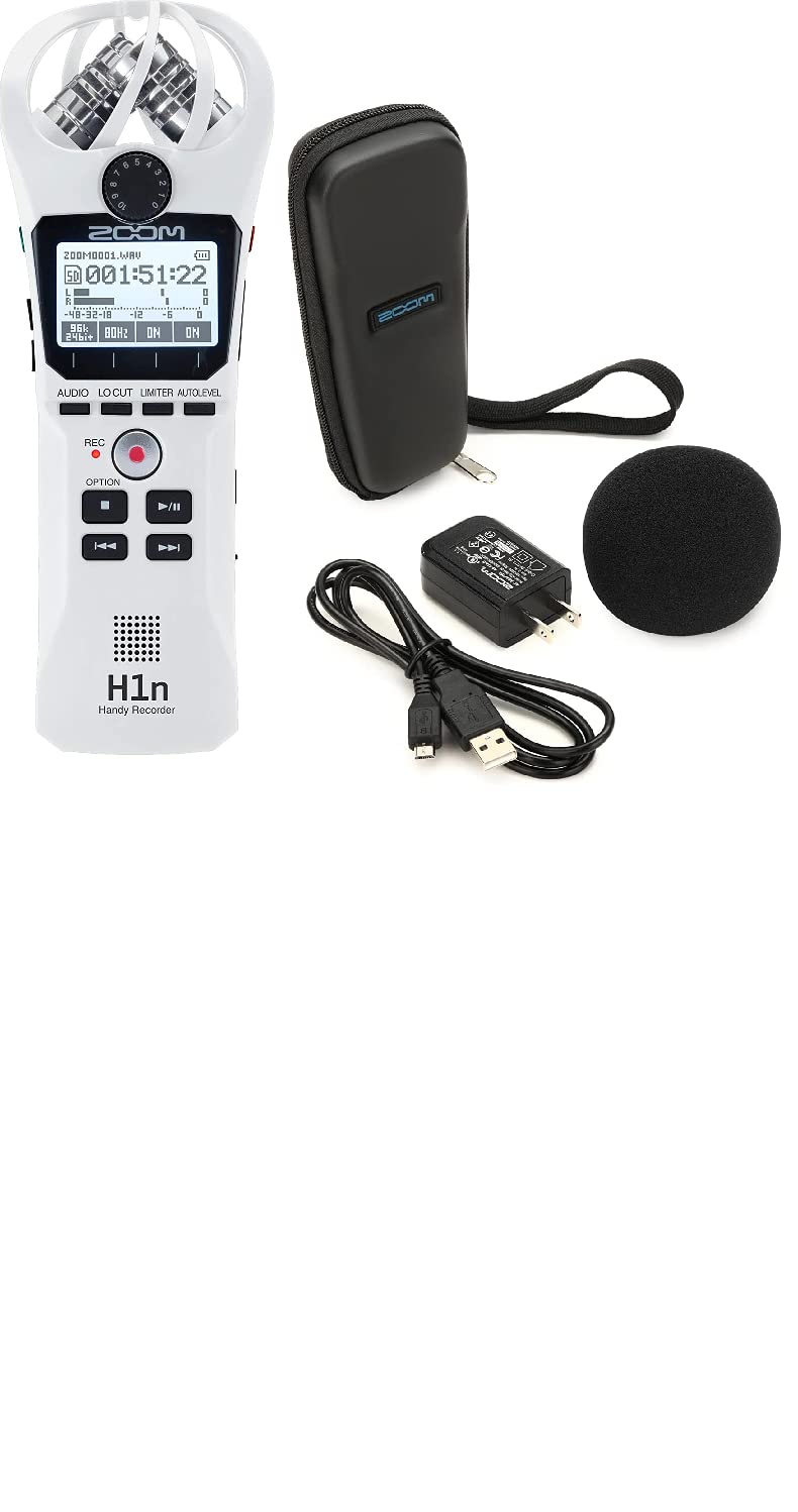 Zoom H1n Handy Recorder - White with Zoom SPH-1N Accessory Pack…