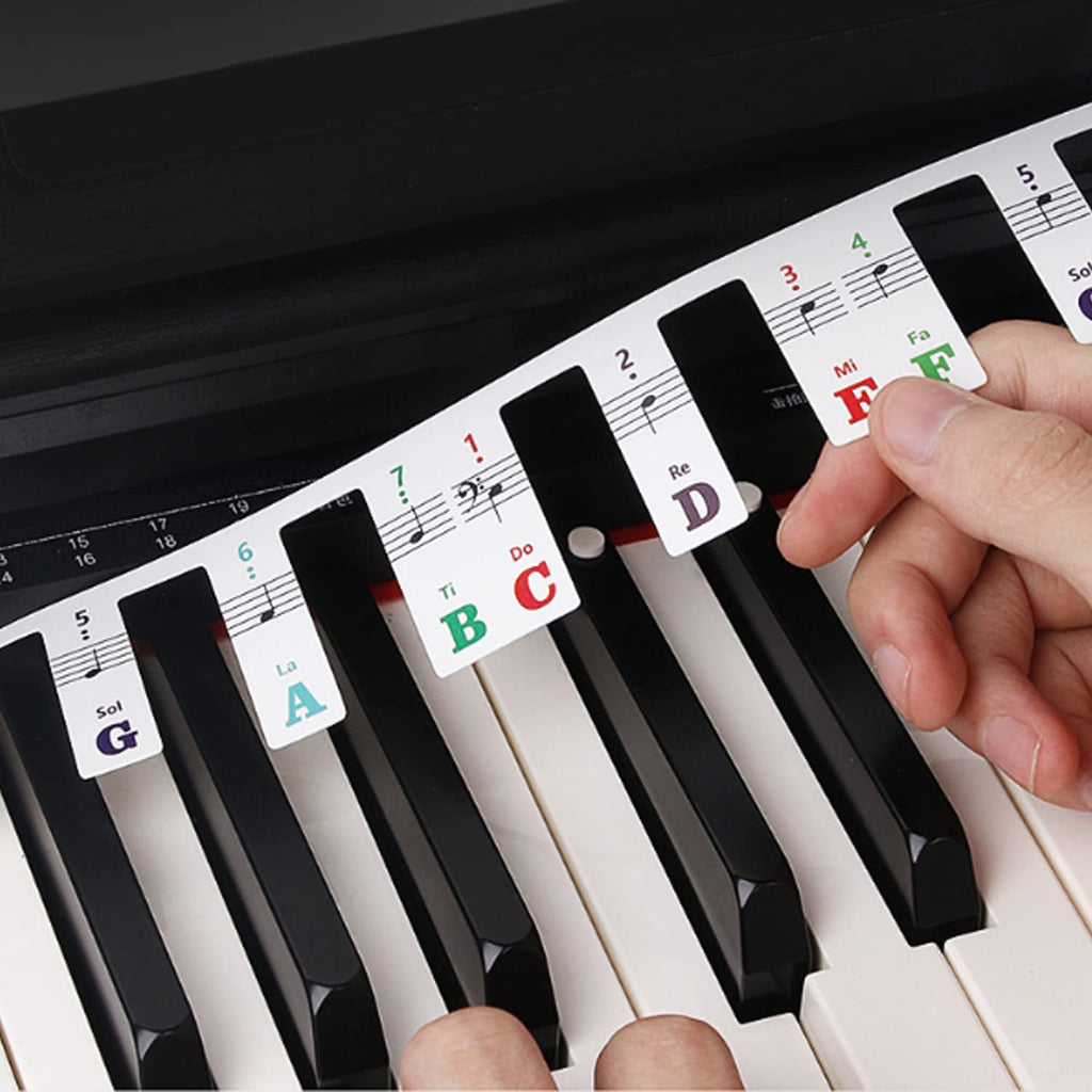 Removable Piano Keyboard Note Labels, 88-Key Full Size Piano Key Stickers Piano Notes Guide for Beginner for Learning,No need to paste(Rainbow colors)