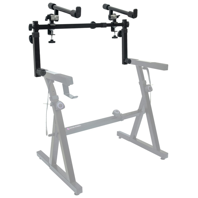 Liquid Stands 2 Tier Keyboard Stand Attachment - Adjustable Electric Digital Piano Stand for 54 - 88 Key Music Keyboards & Synths - Double Stand Extender for Square Tube Z Style Stands