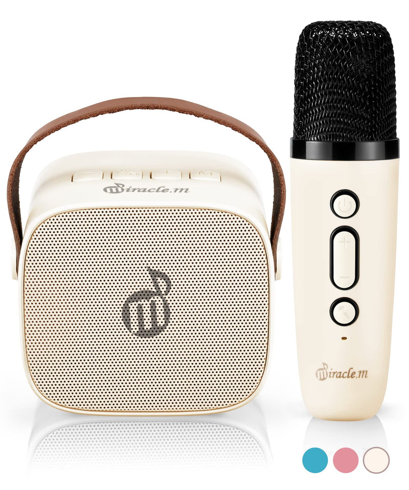 M42 - Bluetooth Speaker with Microphone - Karaoke Machine with Wireless Microphone - Portable Karaoke Soundbar for Kids and Adults (M42-Ivory) M42-Ivory