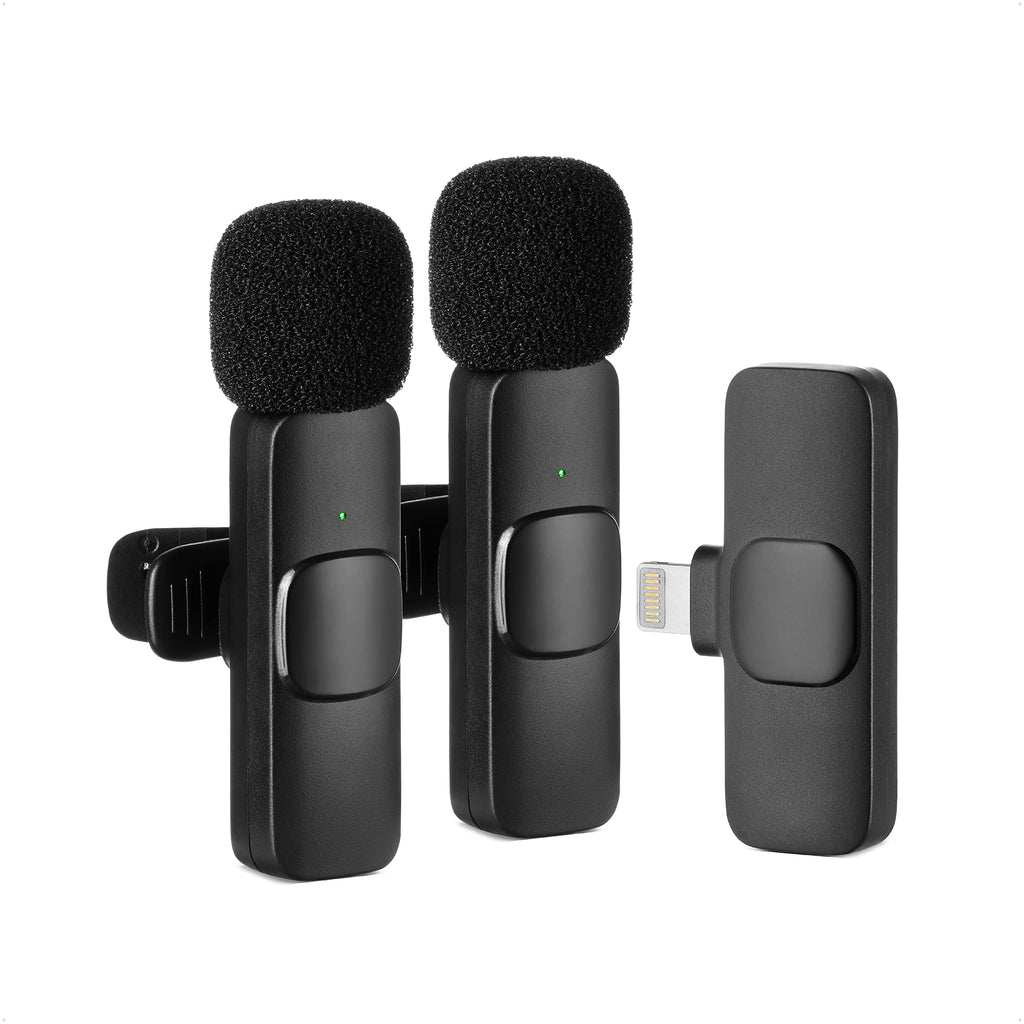 2 Pack Wireless Microphone for iPhone, iPhone Mic, Lavalier microphone for iPhone, Mini microphone iPhone, YouTube microphone, iPhone microphone for video recording, Lapel Mic, Lav mic for iPhone