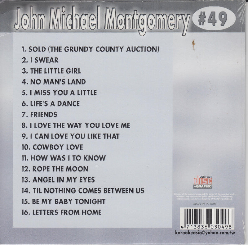 JOHN MICHAEL MONTGOMERY Country Karaoke Classics CDG Music CD