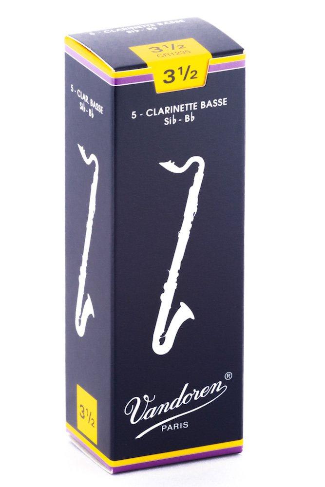 Vandoren CR1235 Traditional Bass Clarinet Reeds (Strength 3.5) (Pack of 5) Strength 3.5