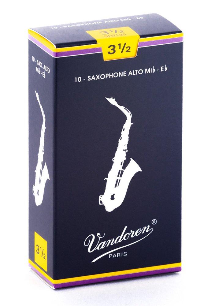 Vandoren Traditional Alto Saxophone Reeds – Box of 10 – Strength 3.5