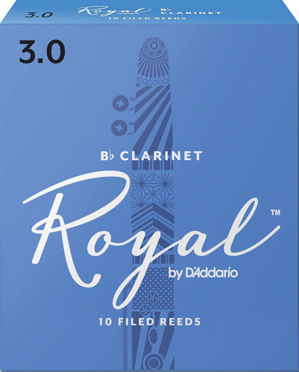 Royal by D’Addario Rico 3.0 Strength Reeds for Bb Clarinet (Pack of 10) 10-Pack Strength 3.0