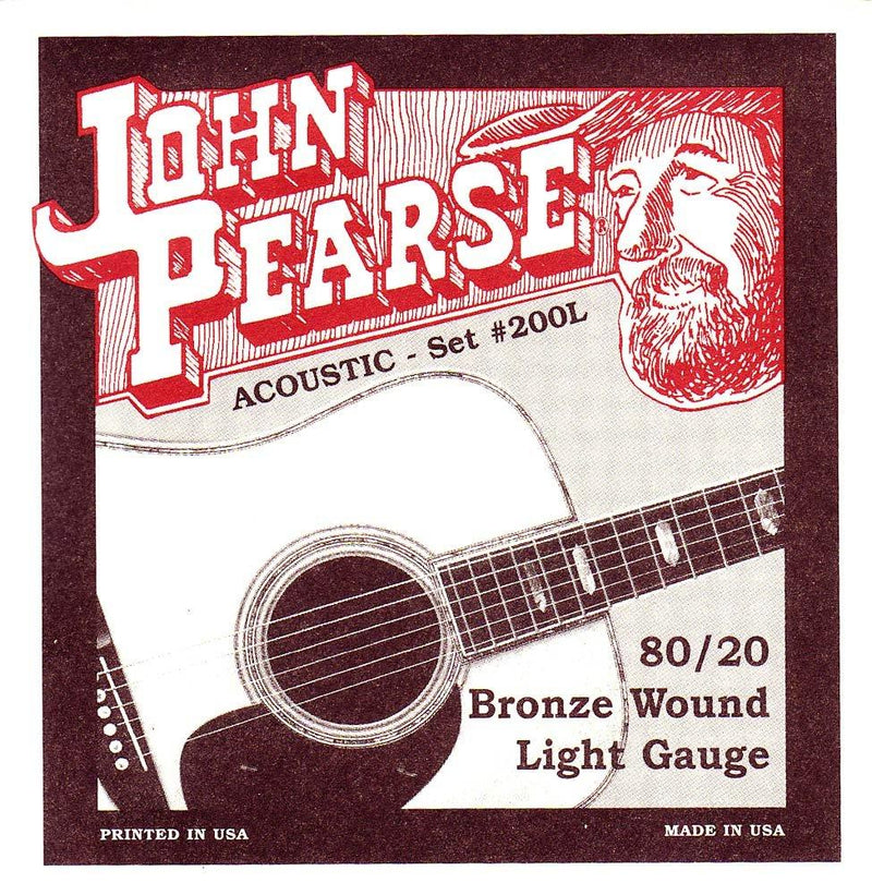 John Pearse Strings® 200L For Acoustic Guitar - 80/20 Bronze Wound - Light Gauge 12-53