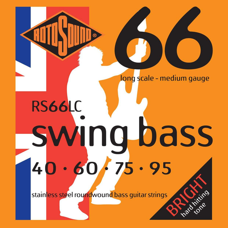 Rotosound RS66LC Swing Bass 66 Stainless Steel Bass Guitar Strings ((40 60 75 95) 1 Pack
