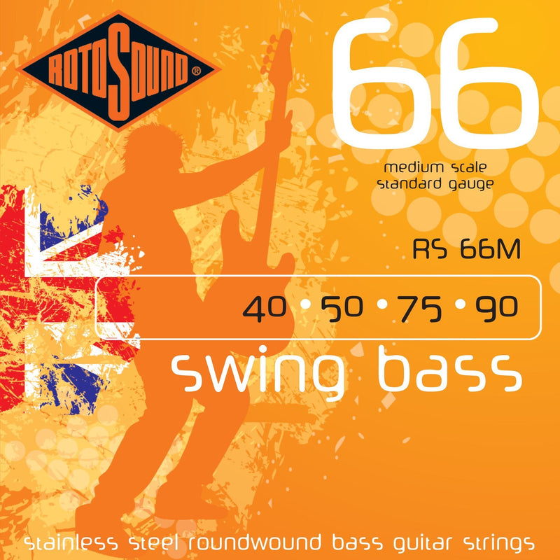 Rotosound Stainless Steel Standard Gauge Medium Scale Roundwound Bass Strings (40 50 75 90)
