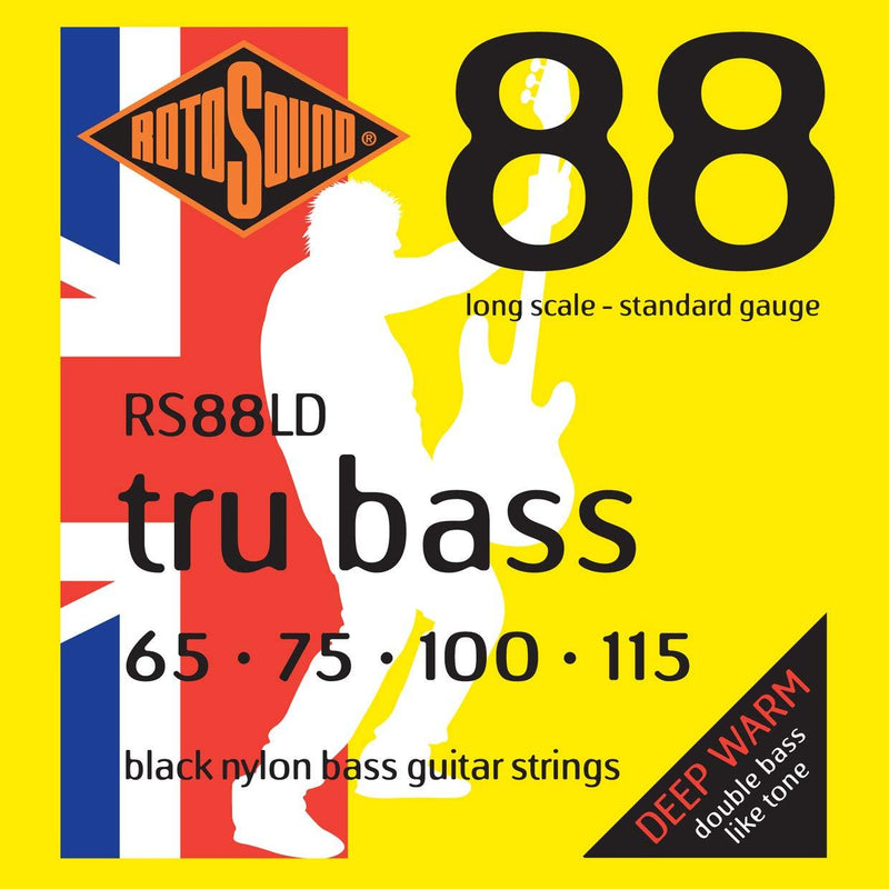 Rotosound RS88LD Black Nylon Standard Gauge Flatwound Bass Strings (65 75 100 115) Original Version
