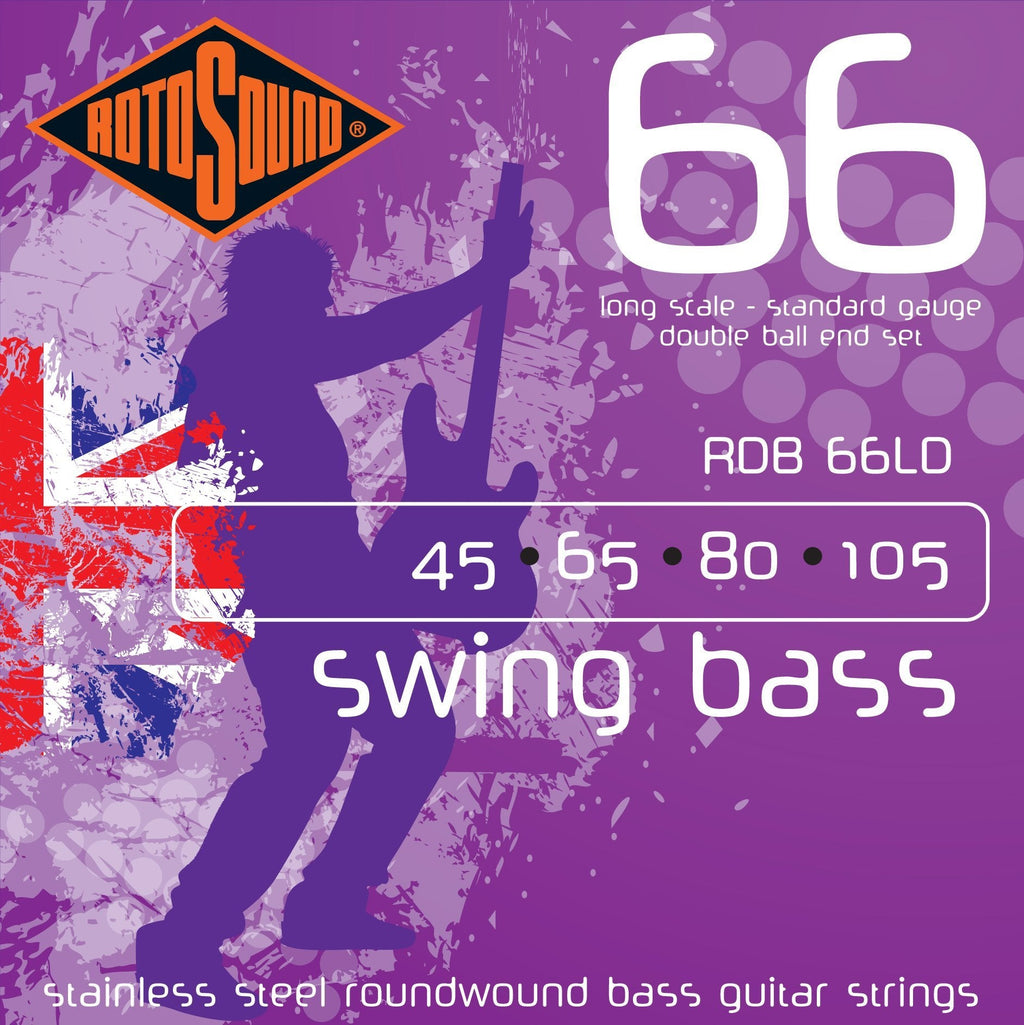 Rotosound Stainless Steel Standard Gauge Roundwound Double Ball End Bass Strings (45 65 85 105)