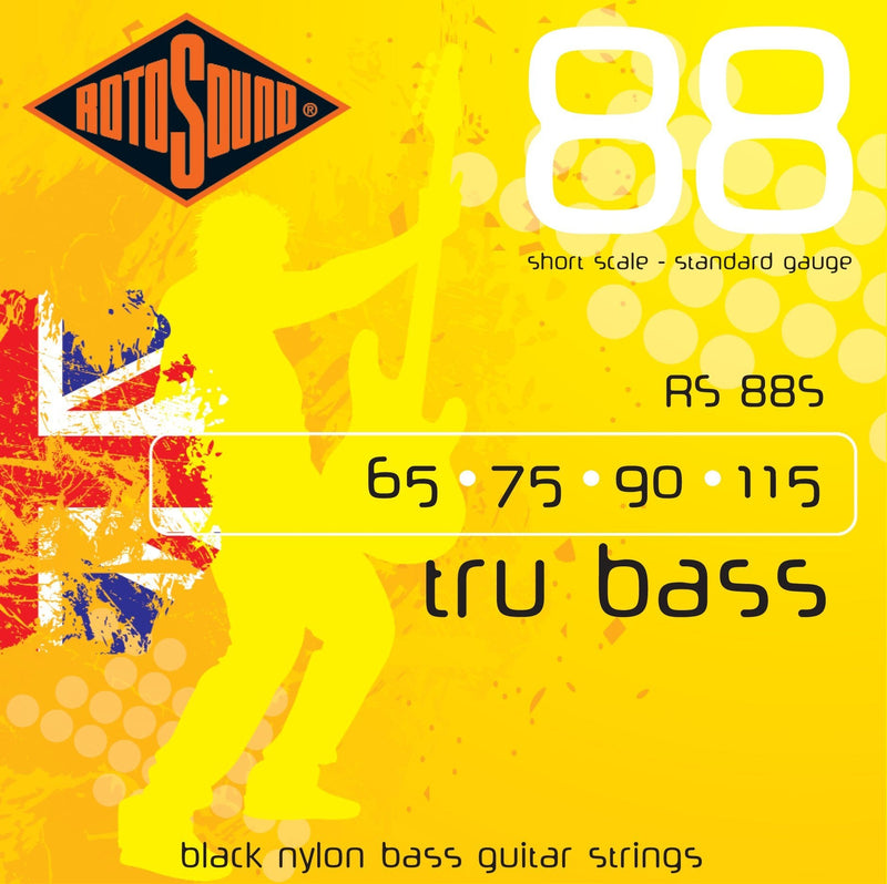 Rotosound Black Nylon Standard Gauge Flatwound Bass Strings Short Scale (65 75 90 115)