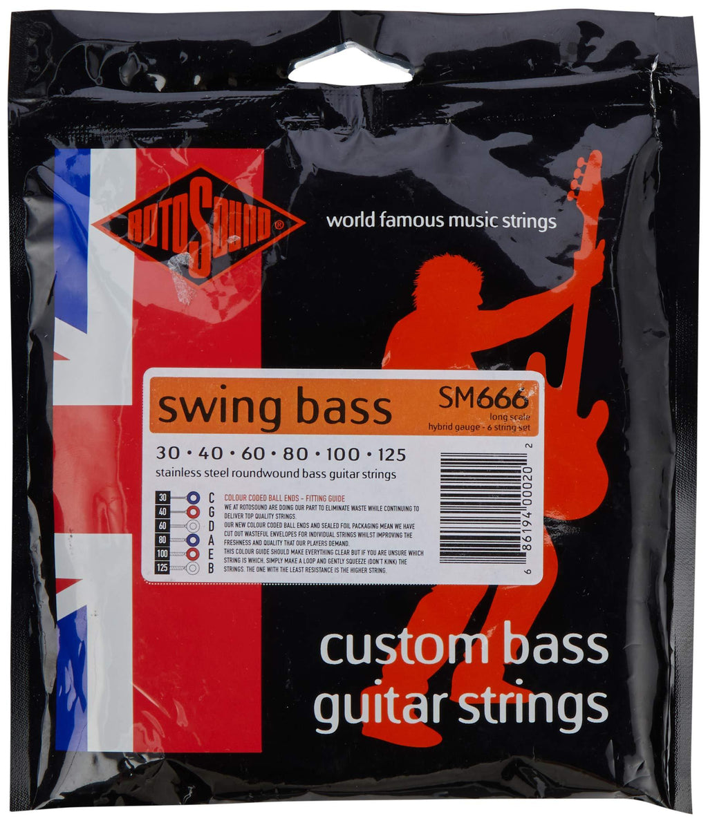Rotosound SM666 Stainless Steel Hybrid Gauge Roundwound Bass Strings (30 40 60 80 100 125)