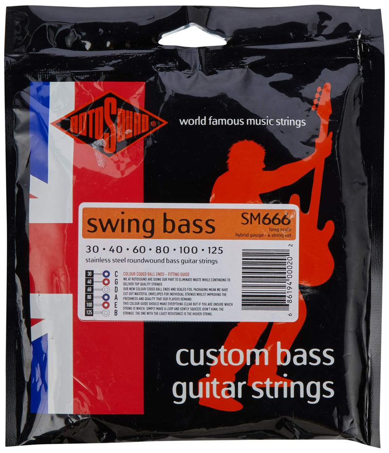 Rotosound SM666 Stainless Steel Hybrid Gauge Roundwound Bass Strings (30 40 60 80 100 125)
