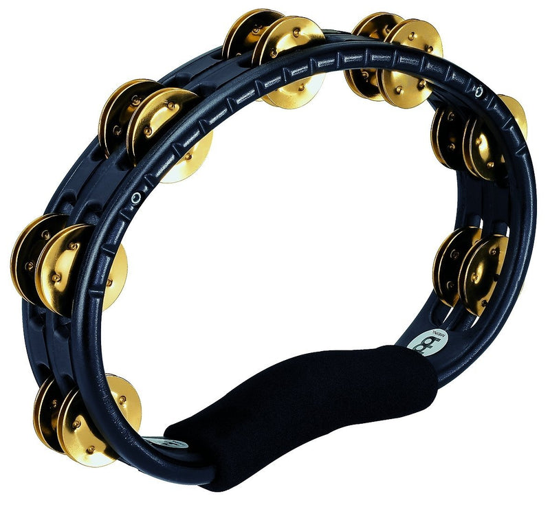 Meinl Percussion TMT1B-BK Traditional ABS Plastic Handheld Tambourine with Double Row Brass Jingles, Black