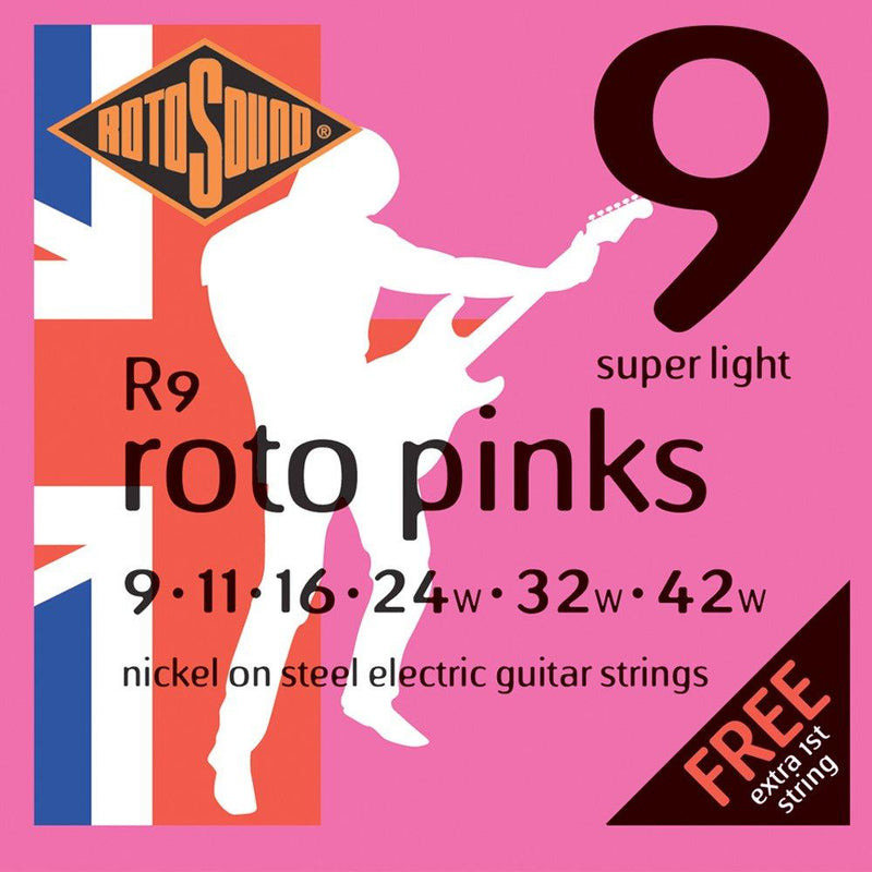 Rotosound Nickel Super Light Gauge Electric Guitar Strings (9 11 16 24 32 42), R9