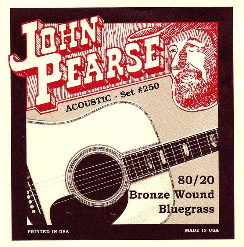 John Pearse Strings® 250 For Acoustic Guitar - 80/20 Bronze Wound - Bluegrass 12-56