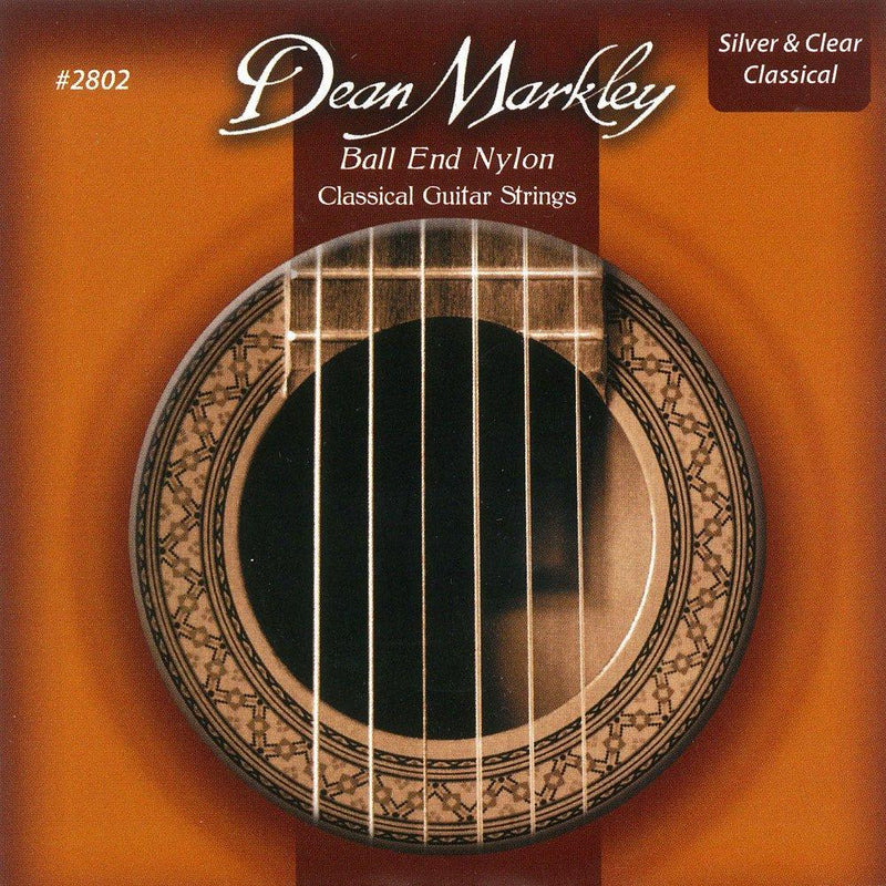 Dean Markley Ball End Nylon Classical Guitar Strings, 28-42, 2802, Silver and Clear