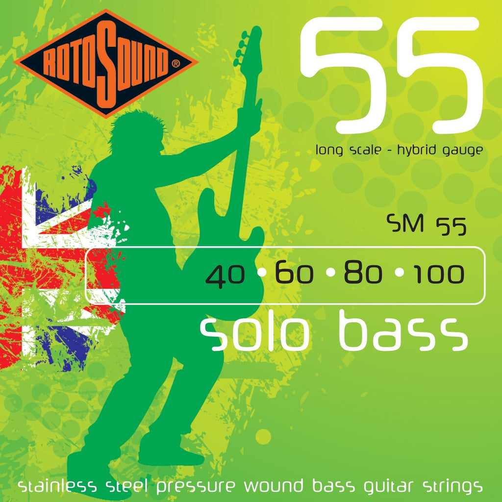 Rotosound SM55 Stainless Steel Standard Gauge Pressure Wound Bass Strings (40 60 80 100)