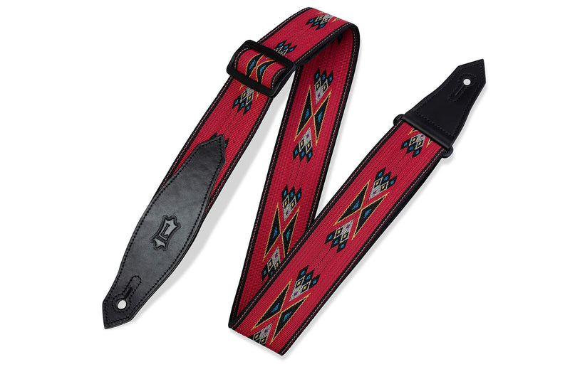 Levy's MSSN80-RED 2 inch Polypropylene Jacquard Weave Navajo Guitar Straps - Red