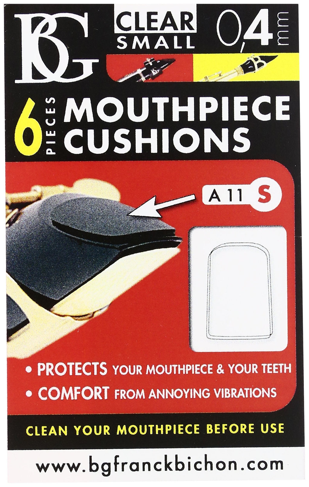 BG Mouthpiece Clear Cushions for Clarinet & Saxophone -Small (A11S)