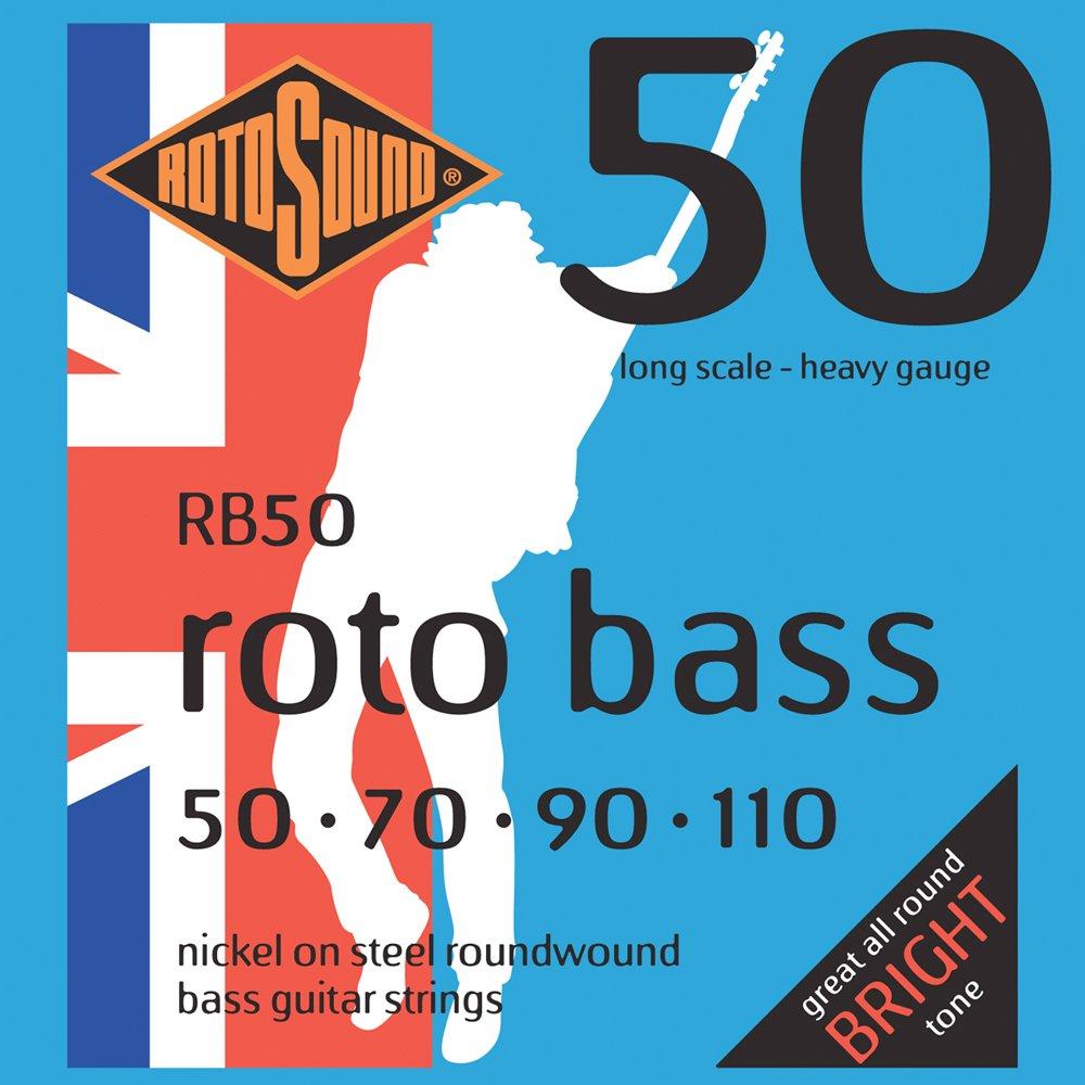 Rotosound RB50 Nickel Heavy Gauge Roundwound Bass Strings (50 70 90 110), White Black Red Blue Single