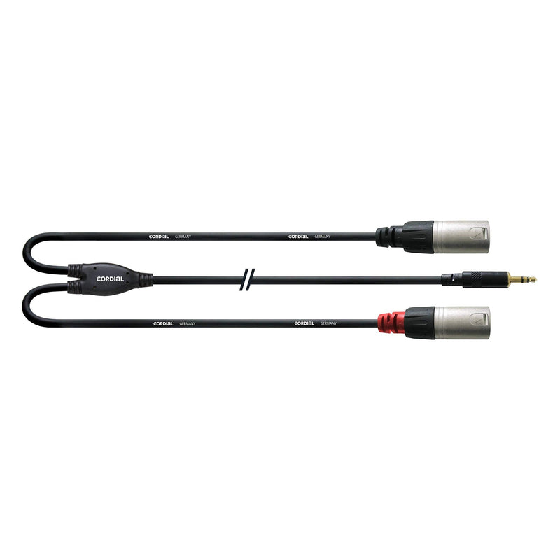 Cordial CFY 1.8 WMM Y-Adaptor Cable 3.5 mm Stereo Jack Gold to 2 x XLR Male 1.8 m