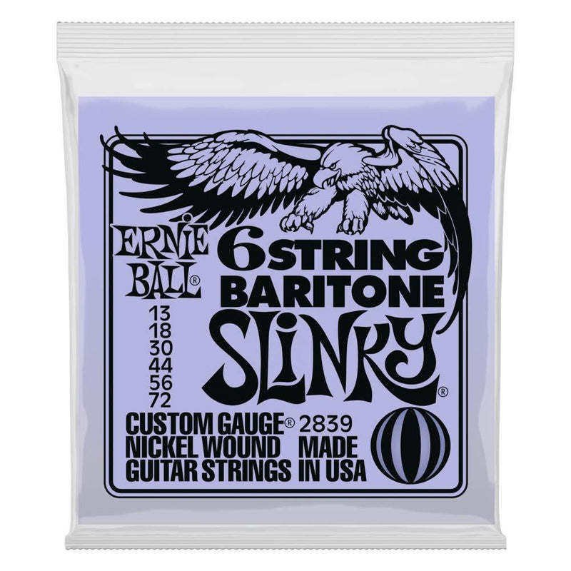 Ernie Ball P02839 Slinky 6-String w/ small ball end 29 5/8 scale Baritone Guitar Strings - 13-72 Gauge Baritone Slinky With Small Ball End