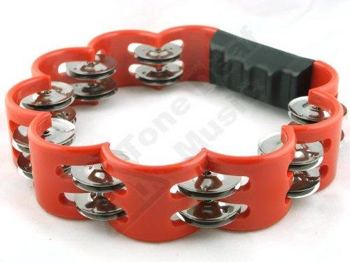 Tone Deaf Music Flower Shaped Tambourine in Red. Hand Held Percussion. Music Shaker Drum
