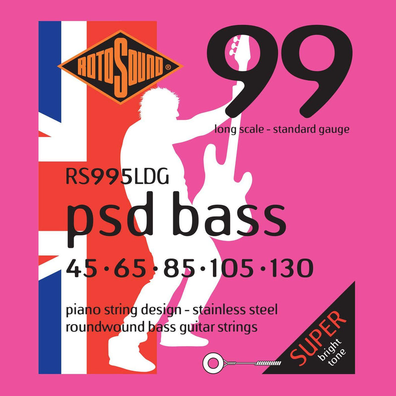 Rotosound Stainless Steel Contact Core Standard Gauge Roundwound Bass Strings (45 65 85 105 130)