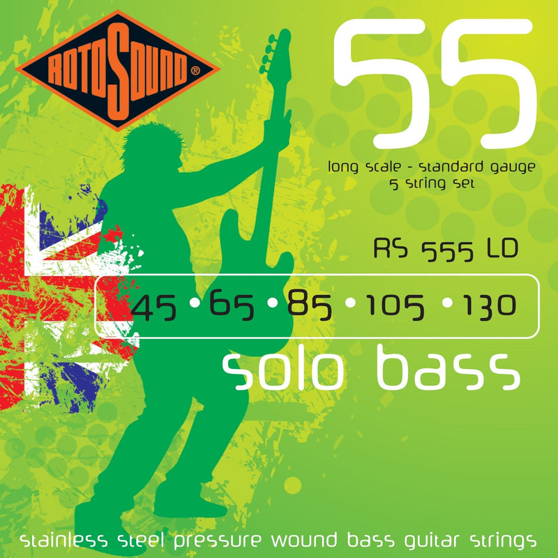 Rotosound Stainless Steel Standard Gauge Pressure Wound Bass Strings (45 65 85 105 130)