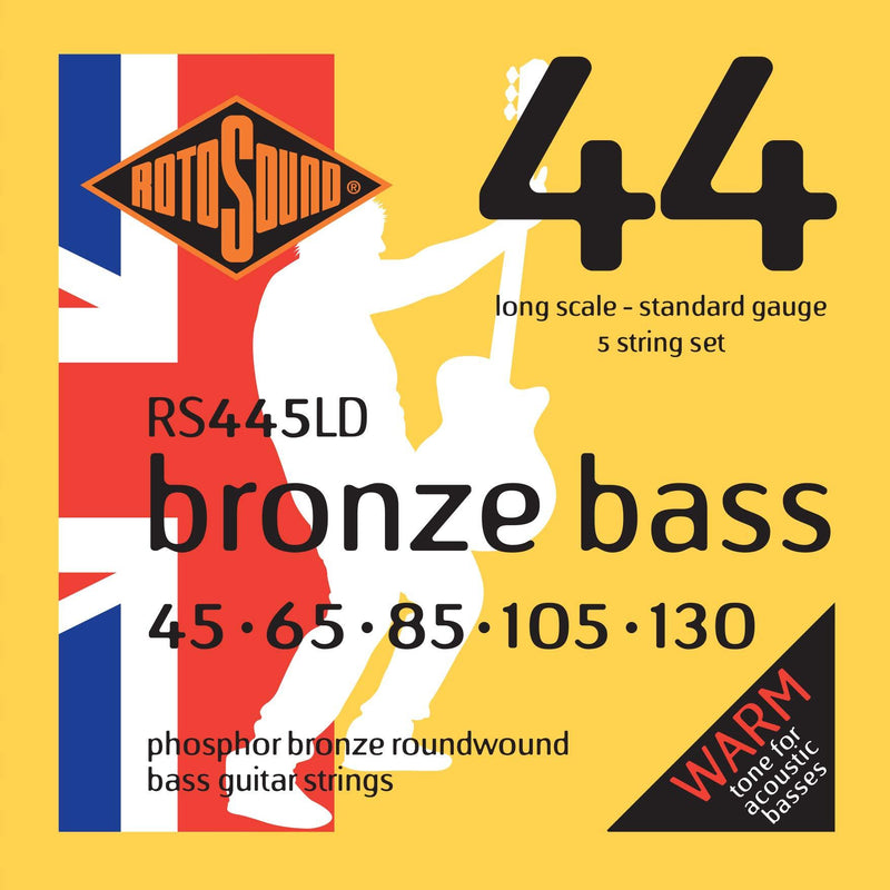 Rotosound Phosphor Bronze Standard Gauge 5 String Roundwound Bass Strings (45 65 80 105 130)