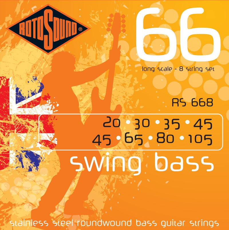 Rotosound Stainless Steel Standard Gauge Roundwound Bass Strings (20 30 35 45 45 65 80 105)