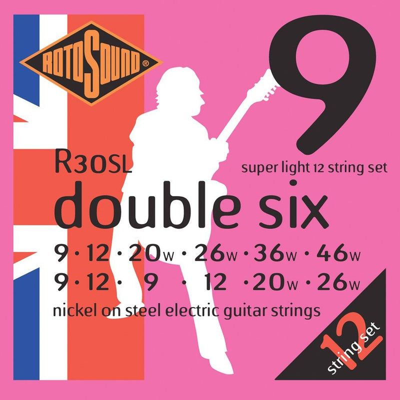 Rotosound Nickel Extra Light Gauge 12 String Electric Guitar Strings (9-9, 12-12, 20-9, 26-12, 36-20, 46-26)