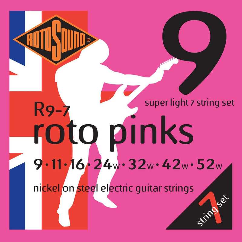 Rotosound R9-7 Nickel Super Light Gauge 7 String Electric Guitar Strings (9 11 16 24 32 42 52)