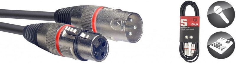 Stagg SMC3 RD 3 m XLR Male to Female Microphone Cable with Blue Ring
