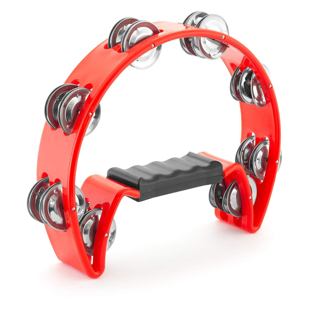 Tiger Half Moon Tambourine in Red