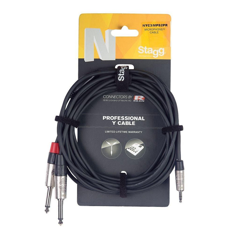 Stagg NYC3/MPS2PR N Series Stereo Mini Phone Plug to 2x Mono Phone Cable Single