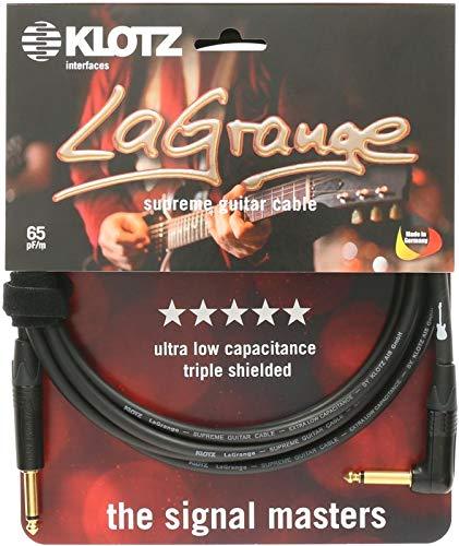 Klotz LAPR0450 LaGrange Guitar Cable, ¼-Inch Straight to Right Angle, 15ft, 15 ft