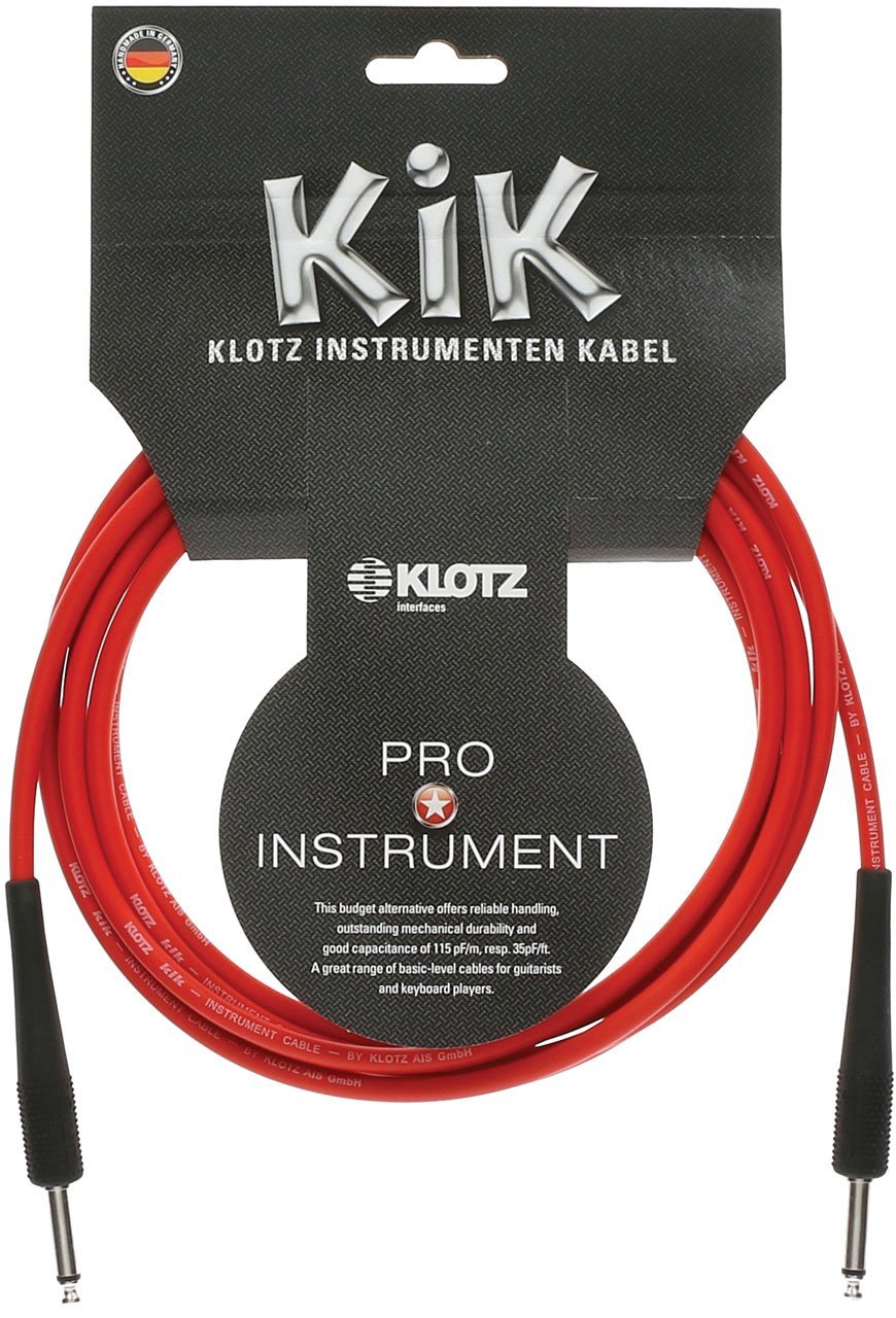 Klotz KIK6-0PPRD Instrument Cable, 1/4" Straight to Straight, 20', Red 20 ft.