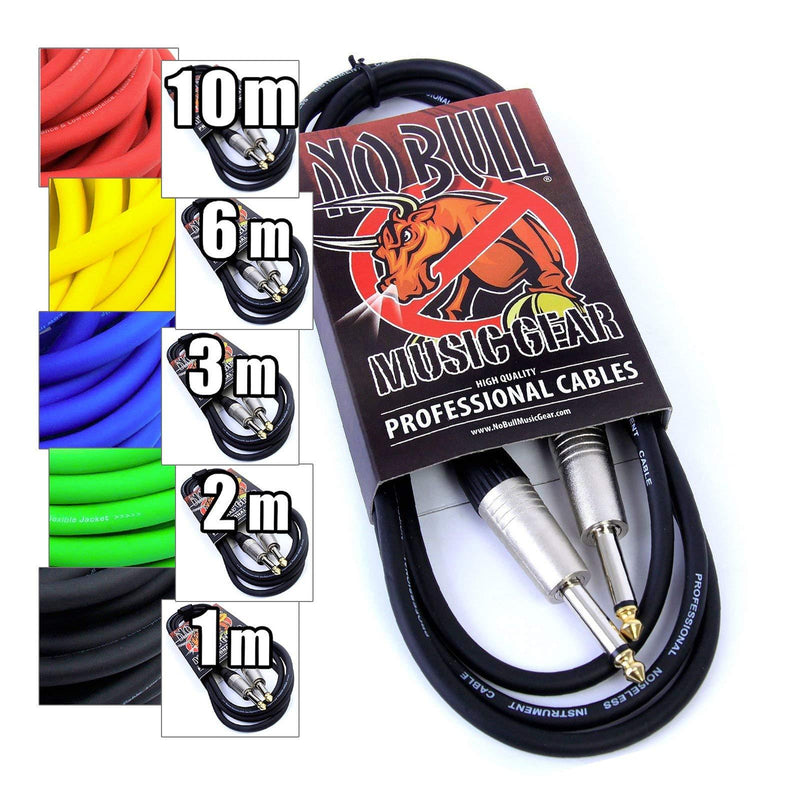 Premium Guitar / Instrument Cable (Black, 3ft / 1m, Straight Plugs) - Achieve a Cleaner Signal via a Heavy Duty Pro 1/4" Jack to Jack Noiseless Mono Lead - Coloured Link Lead to Amplifier / Amp + Cable Tie Black (1m/3ft, Straight Jacks)
